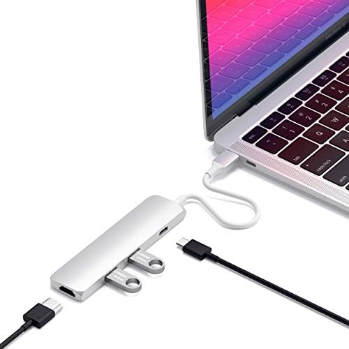 Satechi USB C Hub Multiport Adapter, USB-C Docking Station with 4K HDMI, 60W USBC PD Charging, 2 USB-A, for MacBook Air/Pro M5/M4, Dell, HP, Surface, Lenovo - Silver, Slim Classic by Satechi