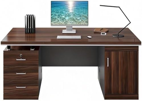 Large Home Office Desk with 3 Drawers, Large Desk with Storage Cabinet, Computer Desk with Drawers, Executive Desk for Home Office & Studio,71×27.5×30 in by Unknown