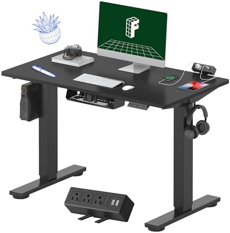 FLEXISPOT EN2 40"x24" Standing Desk with Power Strip Bundle, Black by Unknown