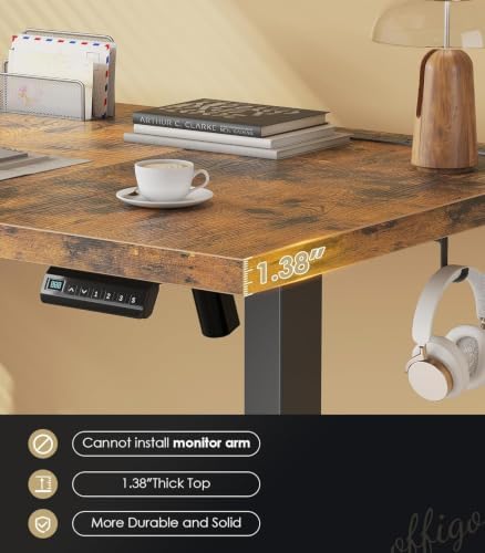 OffiGo 79" Executive Electric Standing Desk Height Adjustable, Rustic Brown - Image 5