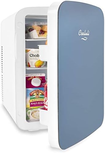 Cooluli 15L Mini Fridge for Bedroom - Car, Office Desk & College Dorm Room - 12v Portable Cooler & Warmer for Food, Drinks, Skincare, Beauty & Makeup - AC/DC Small Refrigerator with Glass Front, Blue,15 Liter - Image 2