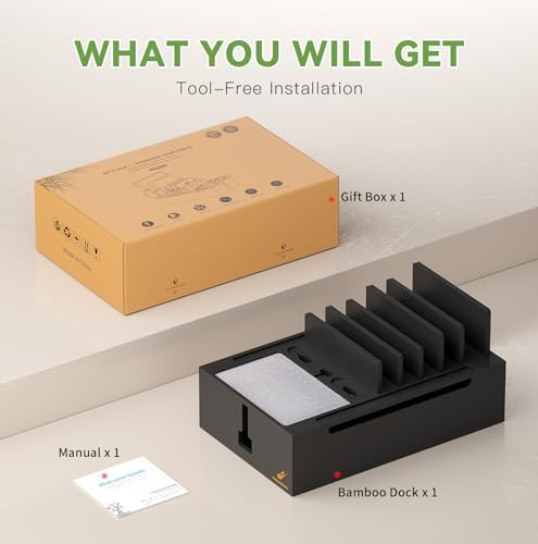 Pezin & Hulin Bamboo Charging Station-Black, (No USB Charger and Cables) - Image 2