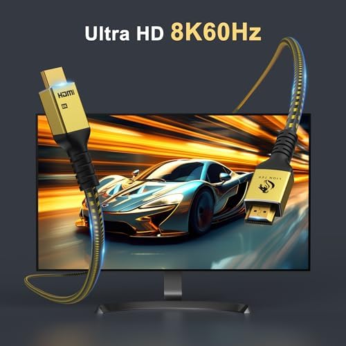 LIONWEI 8K Certified HDMI Cable 3.9FT/1M, HDMI 2.1 Cable 8K@60Hz 4K@120Hz, 48Gbps Ultra High Speed HDMI Cord, HDCP 2.2&2.3, DTS:X, Dynamic HDR, eARC, Compatible with Roku TV/HDTV/PS5 - Image 2