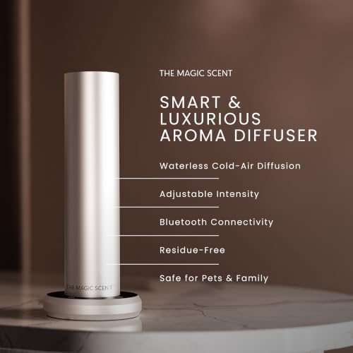 The Magic Scent Bluetooth Diffuser - Smart Ultra-Quiet Cold-Air Waterless Scent Diffuser for Home, Hotel, & Office - Programmable Intensity & Timer - Premium Aroma Oil Included (Silver) - Image 3
