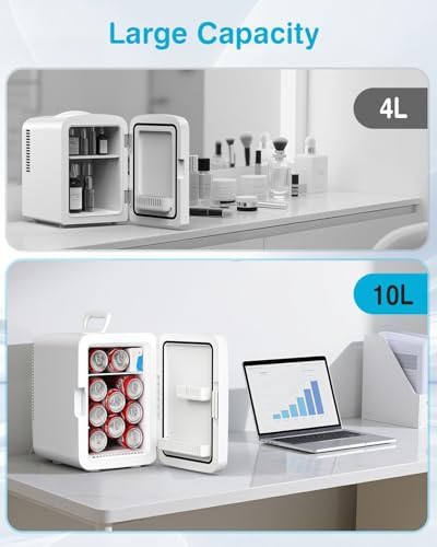Antarctic Star Compact Mini Fridge, 10L Portable Small Refrigerator, 2.6 Gal Desktop Fridge with AC/DC Adapters, Small Cosmetics Cooler for Beverage, Food, Makeup, Bedroom, Office, Dorm, White - Image 3