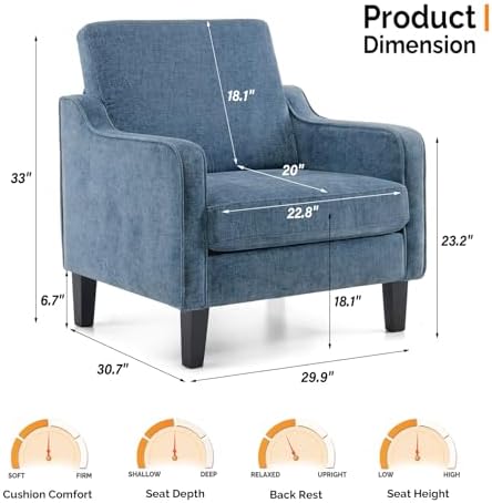VINGLI Accent Chairs Set of 2, Modern Traditional Armchair for Living Room - Image 2