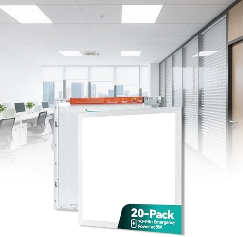 20 Pack 2x2 LED Flat Panel Light with Emergency Battery Backup by VocgoUULighting