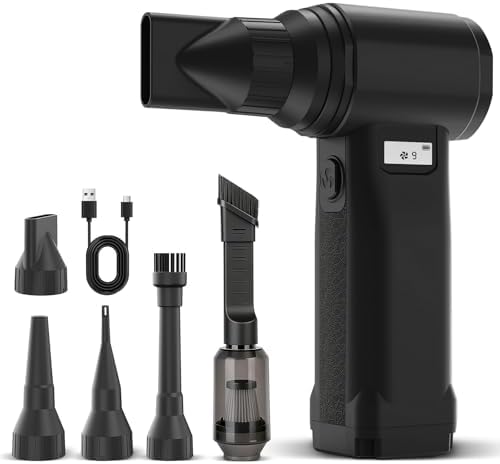 Electric Compressed Air Duster, 300,000RPM Cordless Air Blower for Dust Removal, Duster/Vacuum 2-in-1 with 10 Speeds, 20000mAh Rechargeable & 4 Nozzles Dust Blower for PC, Keyboard, Car, Outdoor by Unknown