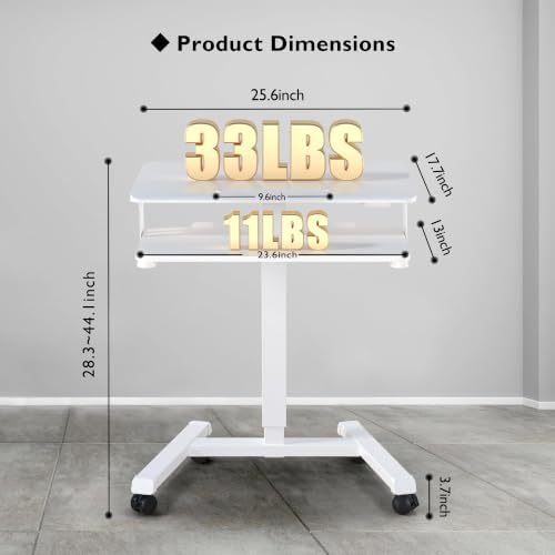 BONTEC Mobile Standing Desk with Keyboard Tray, Mobile Podium on Wheels - Image 2