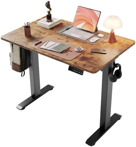YDN Electric Standing Desk, 35x20 Inch, Rustic Brown by YDN