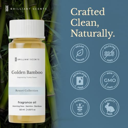 Brilliant Scents Golden Bamboo Fragrance Oil for Diffuser, 120ml - Inspired by Trump Tower Hotel Scent - Premium Home & Hotel Essential Oils for Waterless & Cold Air Diffuser, USA Made - Image 6
