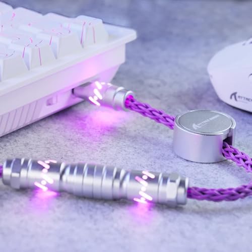 ATTACK SHARK C07 Custom Braided Aviator Cable with Light Up RGB-Purple - Image 7