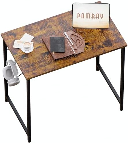 Pamray 23 Inch Computer Desk for Small Spaces, Home Office Work Desk with Headphone Hook, Small Office Desk Study Writing Table by PAMRAY