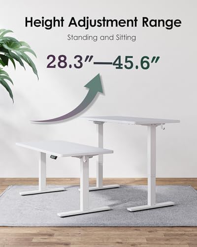 TIQLAB Height Adjustable Electric Standing Desk, 40 x 24 inch, Sit Stand Up Desk, Splice Board, Computer Home Office Desk, White Top - Image 4