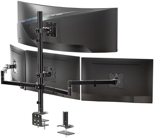 WALI Stacked 4 Monitor Mount for 49" UItrawides and Three 27" Monitors by WALI