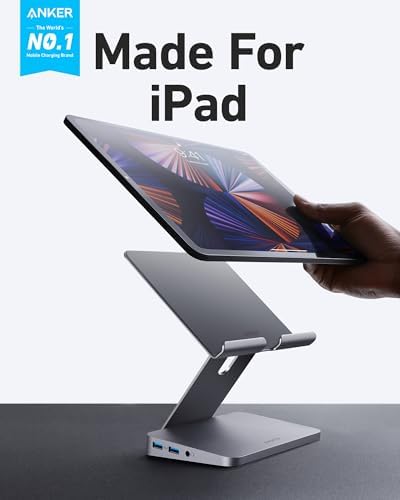 Anker USB C Hub for iPad, 551 USB-C Hub (8-in-1), with Foldable Tablet Stand, iPad Pro Dock, 4K HDMI, 2 USB-A Data Ports, for iPad Pro 5th Gen/iPad Air 5th Gen/iPad mini 6th and Later (Silver) - Image 2