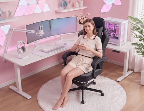 Mistpeople Gaming Chair, Ergonomic High Back Computer Chair with Footrest, Lumbar Support & Pocket Spring Cushion, Comfortable Swivel Home Office Desk Chair for Adults - Image 4