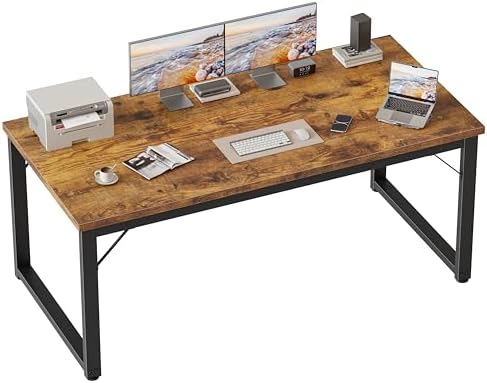 Mericonia 54 Inch Computer Desk, 1" Thick Large Office Table, Brown by MERICONIA