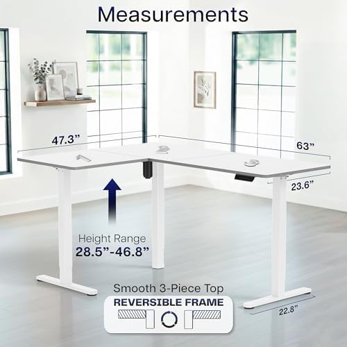 VIVO White 63 x 47 in Corner Standing Desk, DESK-E3CTW-47 - Image 5
