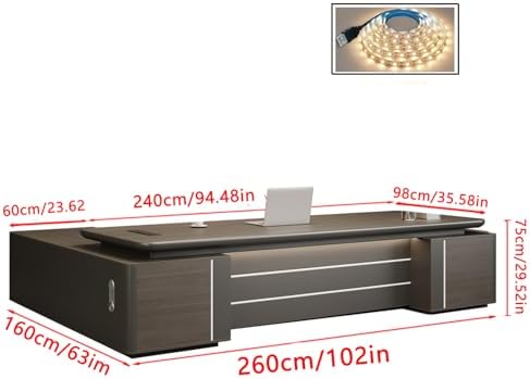 Executive Office Desk with Storage Cabinet,Modern l Shaped Executive Desk,50MM Thick Desktop for CEO Office, Reception & Commercial Workspace - Image 2