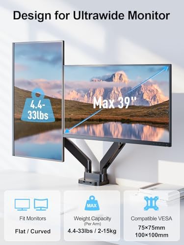 Dual Monitor Mount Fits Max 39" Computer Screen - Image 2