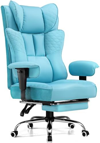 GTPLAYER Big and Tall Office Chair Wide Ergonomic Gaming Chair with Deluxe Embossing Designed Leather with Foot Rest,150°Reclining Adjustable Soft Armrests Pocket Spring Back Support and Pillow by GTPLAYER