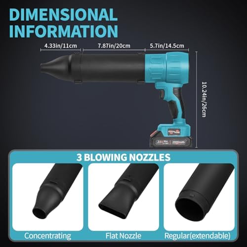Leaf Blower Cordless, Handheld Jet Dry Blower Fan Portable Dust Cleaner with 2 Pcs 2.0Ah Batteries and Charger,3 Blowing Nozzles,Violent Turbo Blower for Lawn, Patio, Outdoors, Car, Home - Image 5