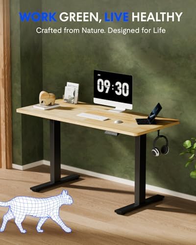 FLEXISPOT 63" x 24" Solid Wood Standing Desk, Black Frame - Image 2