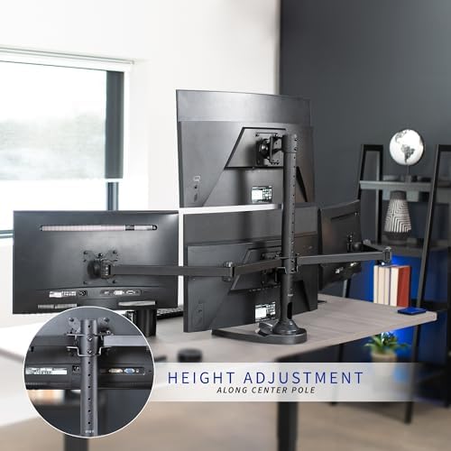 VIVO Quad Monitor 13 to 32 inch LED LCD Freestanding Desk Stand, 3 Plus 1 Articulating VESA Computer Mount, Holds 4 Screens, Fully Adjustable for Home Office Workstation, Black, STAND-V104F - Image 6