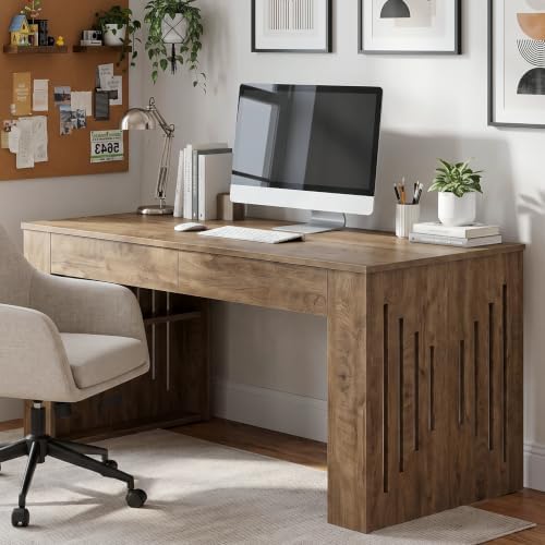 Tribesigns 63 Inch Executive Computer Desk with Drawers & Storage Shelves - Image 5