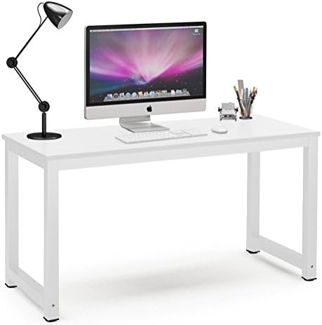 Tribesigns Computer Desk, 55 inch Large Office Desk Computer Table Study Writing Desk for Home Office, White + White Leg by Tribesigns