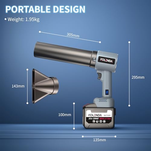 Handheld Cordless Lightweight Powerful Car Dryer Air Blower with 1800G & 335MPH Powerful, Air Duster Electric Leaf Blower Cleaning Dryer Turbo for Patio Cleaning, Lawn Care and Car Drying - Image 2