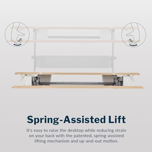 Vari VariDesk Pro Plus 36 Standing Desk Converter – 11 Height Settings + Spring Lift, 2 Tier Design, Keyboard Tray, Fits Desktops 36” Wide x 26.5" Deep – Delivers Fully Assembled (Light Wood) - Image 7