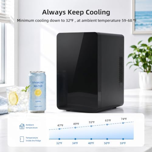 Antarctic Star Mini Fridge 6L/8 Can Portable Cooler,Personal Compact Refrigerator for Skin Care, Food,Drinks or Cosmetics, AC/DC for Bedroom, Car, Office,Black - Image 4