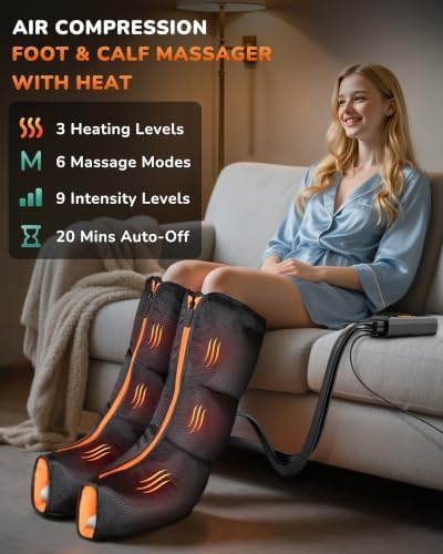 Leg Compression Massager with Heat for Circulation, Pain Relief - Image 2