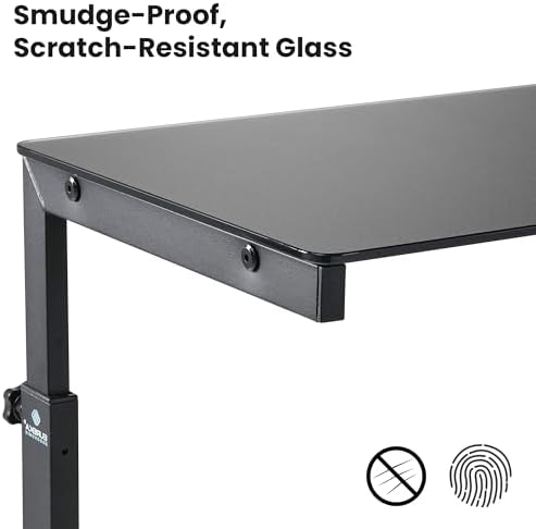 EUREKA ERGONOMIC PC Stand Computer Cart Frosted Glass, Height Adjustable Tower Stand 2-Tier Suit for ATX Case Printer, Metal Rolling Cart on Wheels for Gaming Home Office, Black - Image 4