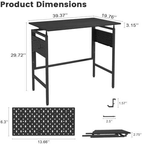 Hadulcet Folding Desk, Small Foldable Desk 40" for Small Spaces - Image 3