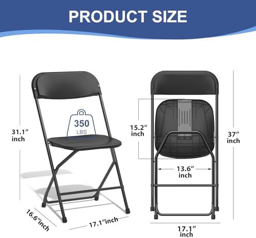 50 Pack Black Folding Chairs for School Events Wedding Party Picnic - Image 3