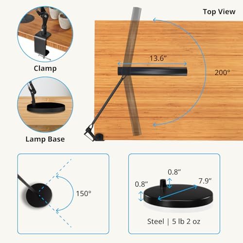 UPLIFTDESK E7 LED Desk Lamp - Adjustable 3 Color Modes, Dimmable Home Office Desk Light for Standing Desk, Dual Monitors, Aluminum Task Lamp (Black Base) - Image 5