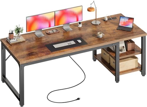 Huuger 63'' x 23.6'' Computer Desk with Power Outlets, 0.95'' Thick Desktop by Huuger