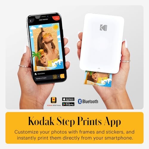 KODAK Step Slim Instant Smartphone Photo Printer - Portable Sleek Color Wireless Mobile Printer - Zink 2x3” Sticky-Back Photos - Print from iOS & Android Devices with Bluetooth w/the Fun App - White - Image 4
