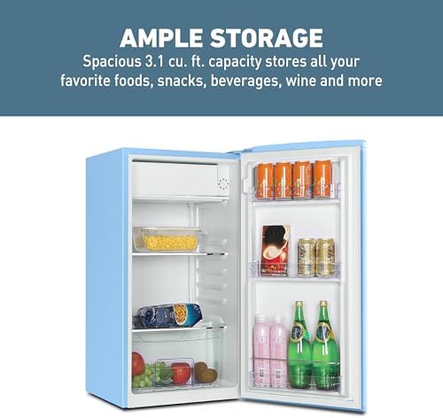 West Bend Mini Fridge for Bedroom, Office, Bar or College Dorm Room, Retro Compact Refrigerator features single door, glass shelves and adjustable temperature control, 3.0-Cu.Ft., Robin's Egg Blue - Image 5