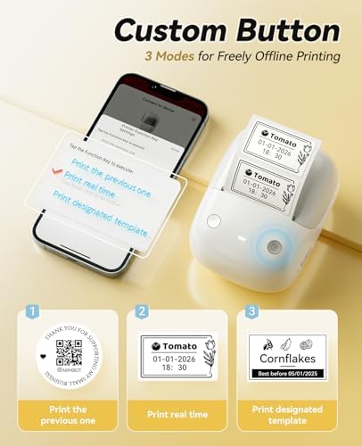 NIIMBOT B2 Label Maker Machine with Custom Button, Built in Clock,Silver - Image 2