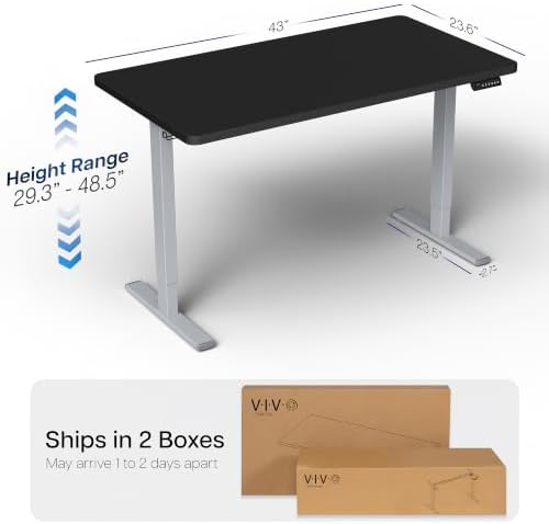 VIVO Black 43 x 24 in Standing Desk, DESK-KIT-1G4B - Image 3