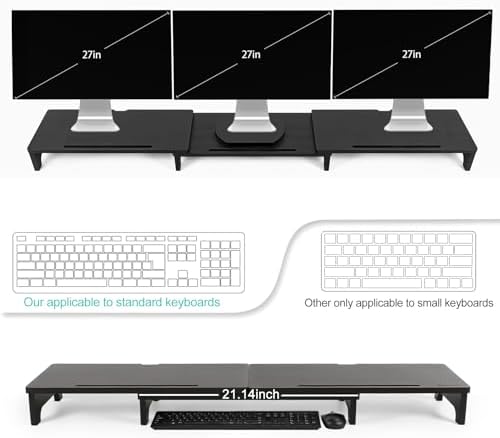 Nnewvante Bamboo Monitor Stand Riser, 60 inch Upgrade Height Large TV Riser - Image 4