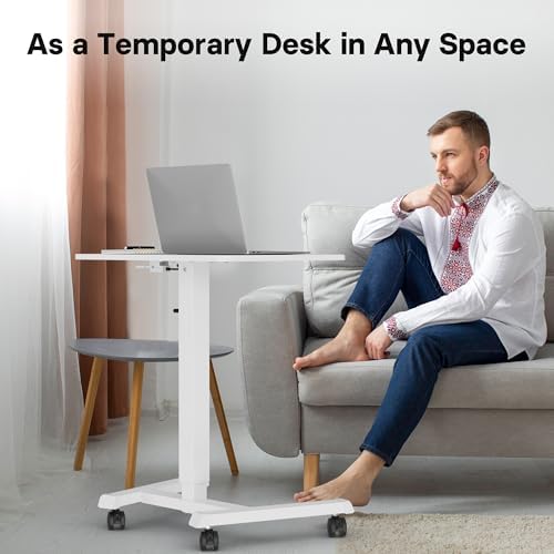 BONTEC Mobile Standing Desk Adjustable Height,Rolling Laptop Cart with Hook - Image 7