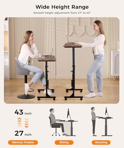 KLSMYHOKI Standing Desk Adjustable Height, Mobile Stand Up Desk with Wheels - Image 3