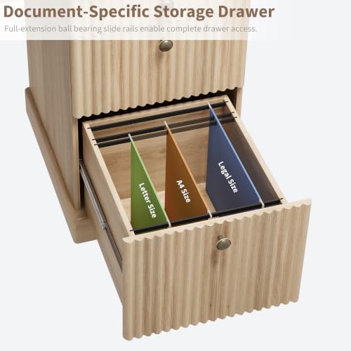 Garvee 60" Fluted L Shaped Desk with File Drawer, Corner Desk with Storage - Image 4