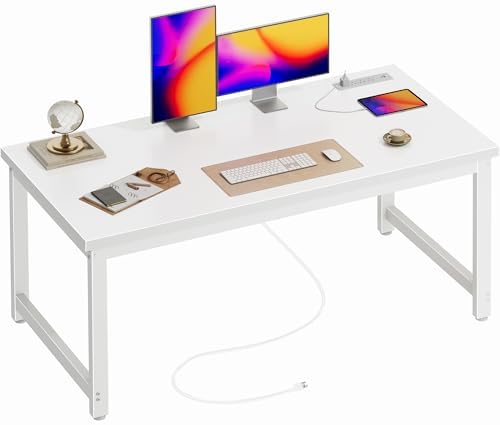 Huuger 55 x 24 inch Desk with Power Outlets & 0.95 Inch Thicker Desktop by Huuger