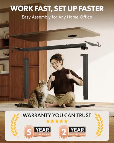 FLEXISPOT EN1 40"x24" One-Piece Standing Desk, Black Walnut (Black Frame) - Image 4